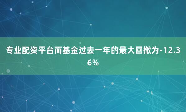 专业配资平台而基金过去一年的最大回撤为-12.36%